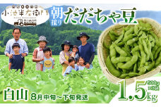 【令和7年産 先行予約】朝採りだだちゃ豆 【白山】1.5kg (500g×3袋) 枝豆　小池半左衛門