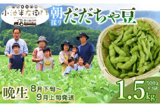【令和7年産】朝採りだだちゃ豆 【晩生】1.5kg (500g×3袋) 枝豆　小池半左衛門