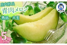【令和7年産先行予約】 庄内砂丘青肉メロン 秀品 大玉 約5kg (3～4玉) 山形県鶴岡市産　株式会社 元青果