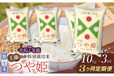 【令和7年産先行予約】【3ヶ月定期便】工藤さんの特別栽培米 つや姫無洗米 10kg（5kg×2袋）× 3回（計30kg）山形県鶴岡市　株式会社サンエイファーム