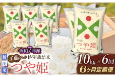 【令和7年産先行予約】【6ヶ月定期便】工藤さんの特別栽培米 つや姫無洗米 10kg（5kg×2袋）× 6回（計60kg）山形県鶴岡市　株式会社サンエイファーム