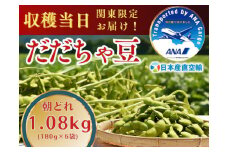 【令和7年産先行予約】朝採れだだちゃ豆 1.08kg (180g×6袋) 【8月下旬お届け】 「産直空輸」で限界鮮度を当日お届け！　山形県鶴岡市特産