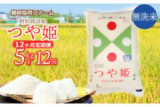 【令和7年産先行予約】特別栽培米つや姫 無洗米 5kg (5kg×1袋)×12ヶ月【定期便】　鶴岡協同ファーム 