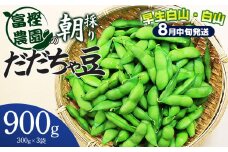 【令和7年産先行予約】 富樫農園の朝採りだだちゃ豆【8月中旬発送】900g (300g×3袋) 早生白山・白山　K-720