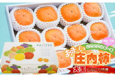 【令和7年産先行予約】にこにこふぁーむのあまーい庄内柿　糖度16度以上　大玉ピカピカ特選　2L×12個（化粧箱入り）　K-768
