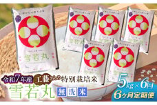 【令和7年産先行予約】【6ヶ月定期便】工藤さんの特別栽培米 雪若丸無洗米 5kg×6回（計30kg） 山形県鶴岡市　株式会社サンエイファーム