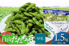 【令和7年産先行予約】本場白山産 白山だだちゃ豆【早生(わせ)】 1.5kg（500g×3袋）　農家 長四郎
