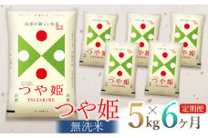【定期便】【令和6年産】 つや姫 無洗米 5kg ×6回(計30kg) 山形県庄内産　有限会社 阿部ベイコク