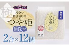 【令和7年産先行予約】殿やの「つや姫 ”極” 無洗米」2合 (約300g)×12個入　山形県鶴岡市産　K-766