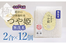 【令和7年産先行予約】殿やの「つや姫 ”極” 無洗米」2合 (約300g)×12個入　山形県鶴岡市産　K-766