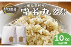 【令和6年産】 雪若丸 玄米 10kg（5kg×2袋）山形県鶴岡市産　野口農園
