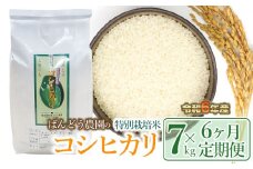 【令和6年産 先行予約】【定期便6ヶ月】ばんどう農園の特別栽培米 コシヒカリ7kg×6ヶ月　K-630