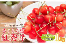 【令和8年産先行予約】 さくらんぼ 紅秀峰 （L～2Lサイズ混合）バラ詰め 1kg 山形県鶴岡産　仁三郎さくらんぼ園