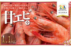 鶴岡市鼠ヶ関港水揚げ　船上箱詰め甘エビ（小）　1.1kg　【市制施行20周年記念返礼品】　羽前丸水産