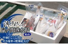 浜のかあちゃんの店　鼠ヶ関港水揚干物＋イカ塩辛＋乾燥紅えびセット　鼠ヶ関水産加工生産組合