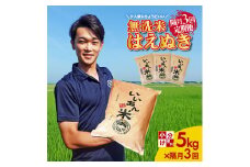 【隔月3回定期便】無洗米はえぬき　5kg×3回(計15kg)　農家直送『いいあん米』AG SF0252