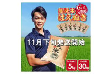 11月下旬発送開始／【6回定期便】令和7年産 無洗米はえぬき　5kg×6回(計30kg)　農家直送『いいあん米』AG SJ0046