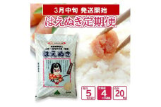 3月中旬発送開始／【4回定期便】令和6年産［精米］はえぬき　5kg×4回(計20kg) JS SE0376