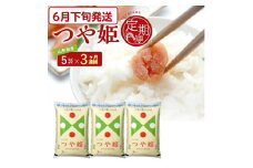 6月下旬発送開始／【3回定期便】令和6年産［精米］特別栽培米 つや姫　5kg×3回(計15kg) JS SE0364