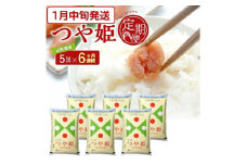 1月中旬発送開始／【6回定期便】令和6年産［精米］特別栽培米 つや姫　5kg×6回(計30kg) JS SG0061