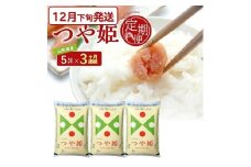 12月下旬発送開始／【3回定期便】 特別栽培米 つや姫 5kg×3ヶ月連続 計15kg 令和7年産 山形県産 精米 白米 庄内米 米 ごはん ご飯 酒田市 庄内 山形県 東北 農協 JAそでうら SG0089