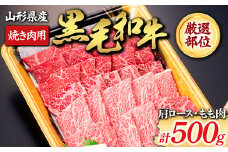 【山形牛】黒毛和牛 厳選部位 焼き肉用500g（肩ロース､もも肉） にく 肉 お肉 牛肉 山形県 新庄市 F3S-1981