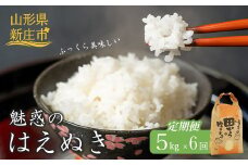 定期便 全6回 令和6年産 魅惑のはえぬき 5kg 米 お米 おこめ 山形県 新庄市 F3S-2060