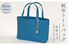 帆布 トートバッグ 中 レインブルー （8号帆布） かしわや鞄店 F3S-2460