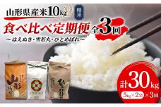 《先行予約》令和7年産 山形県産米 10kg（5kg×2） 食べ比べ定期便（全3回） 精米 米 お米 おこめ 山形県 新庄市 F3S-2511