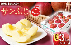 《先行予約》【りんご】「サンふじ」3kg 秀品 （8 - 11玉）秀品 山形産 【2025年12月上旬頃から2026年1月中旬頃発送予定】　012-B-MM027