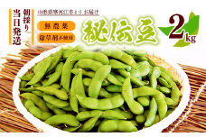 【無農薬・除草剤不使用】 枝豆 「秘伝豆」 2kg 山形県産 【クール便】 【2025年9月下旬から10月中旬頃配送予定】※ 配送不可 沖縄・離島　012-B-MM021