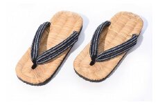 竹皮草履・和 -NAGOMI- 縞【鼻緒（前坪）】黒・Lサイズ（25.0～26.5cm）室内用　013-H-KZ001-B-L