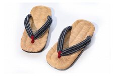 竹皮草履・和 -NAGOMI- 縞【鼻緒（前坪）】赤・Mサイズ（23.0～24.5cm）室内用　013-H-KZ001-R-M