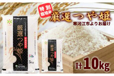 【特別栽培米】 厳選つや姫 10kg（5kg×2袋） 《JAさがえ西村山限定》 2024年産 令和6年産 山形県産 山形産 白米 精米 小分け 便利 弁当 ブランド米 ごはん ご飯 オリジナル 東北 国産 10キロ 山形県寒河江市　027-C-JA029