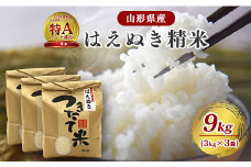 【令和7年産】はえぬき 精米 9kg（3kg×3袋）2025年産 【2025年10月頃から12月頃に順次発送予定】　027-C-JF010-2025