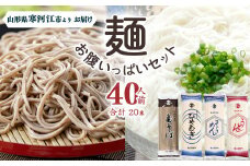 創業百年の老舗 麺お腹いっぱいセット40人前(計20束)【蕎麦 饂飩 ひやむぎ 素麺】亀山製麺所　013-F-KY006