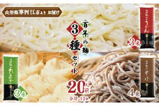 創業百年の老舗 百年の麺3種セット 20人前 (計10束)【蕎麦 饂飩 ひやむぎ】亀山製麺所　013-F-KY019