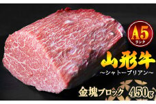 【冷蔵便】山形牛 A5ランク 希少のシャトーブリアン 金塊 ブロック 450g 赤身 【毎月数量限定】　140-D-NK013