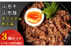 【45営業日以内配送】山形牛そぼろ・しぐれ煮と山形豚そぼろ 惣菜3種セット 【厳選素材のみ】　012-D-YL003