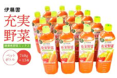 伊藤園 充実野菜 緑黄色ミックス 740g×15本セット（1ケース） ／ 野菜ジュース 飲料 ソフトドリンク ペットボトル PET 1箱 備蓄 常備 まとめ買い 箱買い ケース買い 国内製造   018-G-IT004