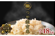 【令和7年産】《6回定期便：2025年10月開始》 つや姫 玄米 合計48kg（8kg（4kg×2袋）×6回） 山形県産 【 新米 】 140-C-JF018