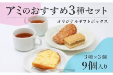 アミのおすすめ３種ギフトセット 9個入り（山形さがえやぶさめ通り、エンガディナー、ケークオランジュ、各3個）【 焼き菓子 洋菓子 洋生菓子 お取り寄せ ご当地 土産 スイーツ 銘菓 カフェタイム ギフト プレゼント おやつ お菓子 国産 東北 山形 アミ・アラニシ 】　010-G-BK014