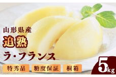 桐箱入 贈答 特秀品 「追熟 ラ・フランス 」5kg （12 - 16玉） 山形セレクション認定品 糖度保証 山形産 【2025年11月頃発送予定】　036-B-MM087