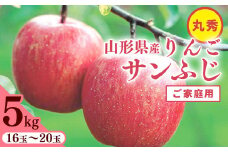 りんご 5kg「サンふじ」 丸秀品 (16 - 20玉) 《家庭用》山形県産【2025年11月中旬頃 - 12月頃発送予定】　017-B-JA049