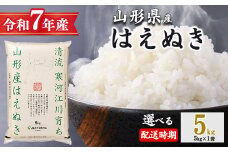 ＜ 2026年1月上旬＞ 令和7年産 はえぬき 5kg（5kg×1袋）清流寒河江川育ち 山形産はえぬき 2025年産　017-C-JA007-202601上