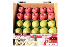 《農家直送》りんご と ラ・フランス 合計5kg（18～20玉） 秀品 山形県産《ご家庭用》 【2025年12月上旬頃～下旬頃発送予定】　012-B-HK005