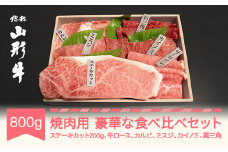 山形牛 焼肉用 豪華な部位食べ比べ セット 800g 焼肉  ステーキ ロース カルビ ミスジ   an-gngsx800