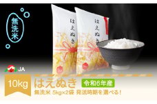 米 10kg 5kg×2 はえぬき 無洗米 令和6年産 2025年8月下旬 ja-hamxb10-8c
