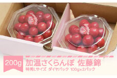 先行予約 加温 さくらんぼ 佐藤錦 特秀Lサイズ プレゼント ギフト ダイヤパック 200g(100g×2) 2026年産 令和8年産 山形県産 ns-sntdp200
