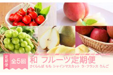 【先行予約】和 フルーツ 定期便 全5回 さくらんぼ 佐藤錦  もも 白桃 ぶどう シャインマスカット ラ・フランス りんご サンふじ 特秀 桐箱 化粧箱 ギフト 果物 2025年産 令和7年産 山形県産 mm-ft5xx